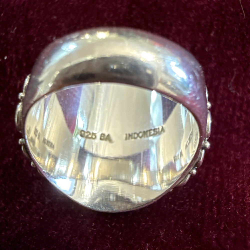 Estate BA Suarti 925 Sterling Silver MOP Shell Bali Band Ring 10 Grams Size 5.5 - Picture 6 of 6